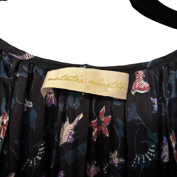 Revolve Natalie Martin Black Purple 100% Silk Briana Lotus Maxi Dress Size Small - Picture 4 of 7